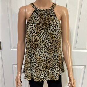 Loveappella Tan and Black Halter Tank Top